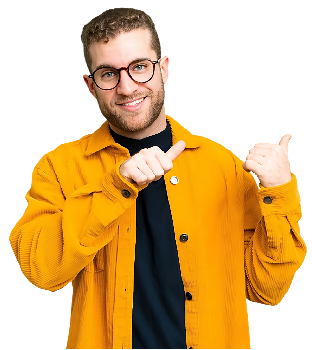 personaje servicio telecom señalando